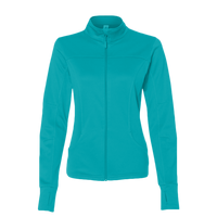 Independent Trading Co. Women's Poly-Tech Full-Zip Track Jacket, Lapis Green, Front view