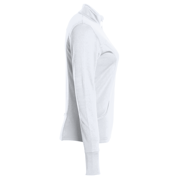 Independent Trading Co. Women's Poly-Tech Full-Zip Track Jacket, White, Right Sleeve view