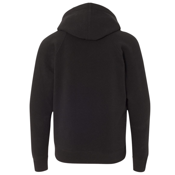 Independent Trading Co. Youth Lightweight Special Blend Raglan Hooded Sweatshirt, Black / Black, Back view
