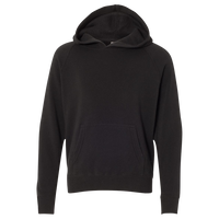 Independent Trading Co. Youth Lightweight Special Blend Raglan Hooded Sweatshirt, Black / Black, Front view