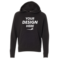 Independent Trading Co. Youth Lightweight Special Blend Raglan Hooded Sweatshirt, Black / Black, Front view, Mockup