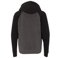 Independent Trading Co. Youth Lightweight Special Blend Raglan Hooded Sweatshirt, Carbon / Black, Back view