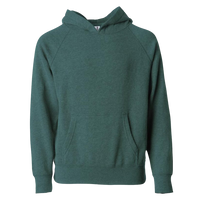 Independent Trading Co. Youth Lightweight Special Blend Raglan Hooded Sweatshirt, Moss / Moss, Front view