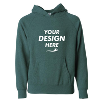 Independent Trading Co. Youth Lightweight Special Blend Raglan Hooded Sweatshirt, Moss / Moss, Front view, Mockup