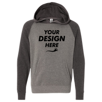 Independent Trading Co. Youth Lightweight Special Blend Raglan Hooded Sweatshirt, Nickel / Carbon, Front view, Mockup