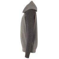 Independent Trading Co. Youth Lightweight Special Blend Raglan Hooded Sweatshirt, Nickel / Carbon, Left Sleeve view