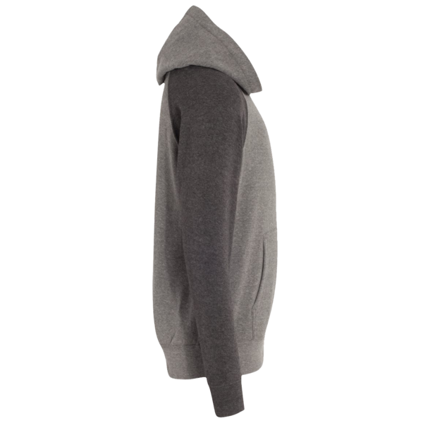 Independent Trading Co. Youth Lightweight Special Blend Raglan Hooded Sweatshirt, Nickel / Carbon, Right Sleeve view