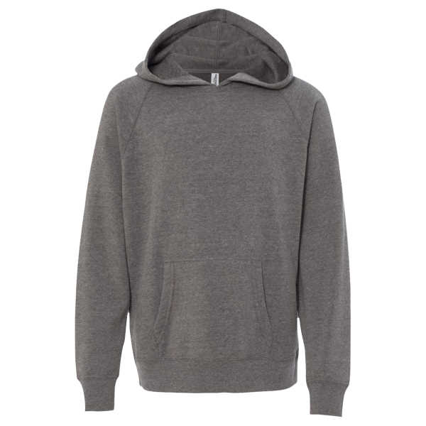 Independent Trading Co. Youth Lightweight Special Blend Raglan Hooded Sweatshirt, Nickel / Nickel, Front view