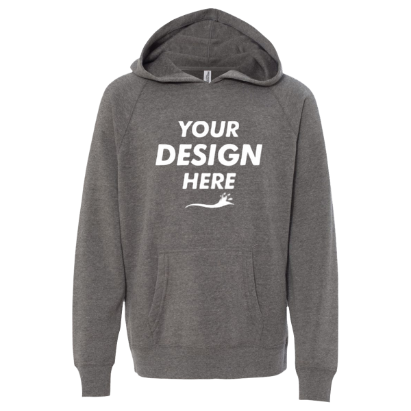 Independent Trading Co. Youth Lightweight Special Blend Raglan Hooded Sweatshirt, Nickel / Nickel, Front view, Mockup