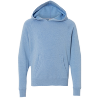 Independent Trading Co. Youth Lightweight Special Blend Raglan Hooded Sweatshirt, Pacific / Pacific, Front view
