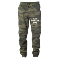 Independent Trading Co. Youth Lightweight Special Blend Sweatpants, Forest Camo Heather, Front view, Mockup