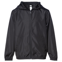 Independent Trading Co. Youth Lightweight Windbreaker Full-Zip Jacket, Black / Black, Front view