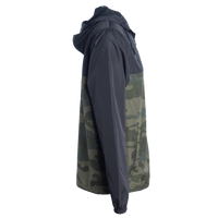 Independent Trading Co. Youth Lightweight Windbreaker Full-Zip Jacket, Black / Forest Camo, Right Sleeve view