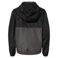 Independent Trading Co. Youth Lightweight Windbreaker Full-Zip Jacket, Black / Graphite, Back view