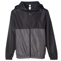 Independent Trading Co. Youth Lightweight Windbreaker Full-Zip Jacket, Black / Graphite, Front view