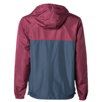 Independent Trading Co. Youth Lightweight Windbreaker Full-Zip Jacket, Maroon / Classic Navy, Back view
