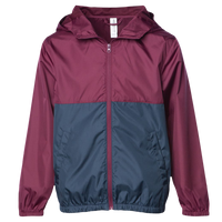 Independent Trading Co. Youth Lightweight Windbreaker Full-Zip Jacket, Maroon / Classic Navy, Front view