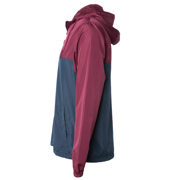 Independent Trading Co. Youth Lightweight Windbreaker Full-Zip Jacket, Maroon / Classic Navy, Left Sleeve view
