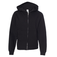 Independent Trading Co. Youth Midweight Full-Zip Hooded Sweatshirt, Black, Front view