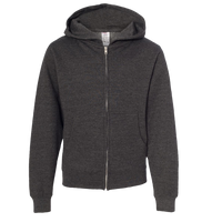 Independent Trading Co. Youth Midweight Full-Zip Hooded Sweatshirt, Charcoal Heather, Front view