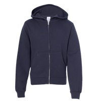 Independent Trading Co. Youth Midweight Full-Zip Hooded Sweatshirt, Navy, Front view