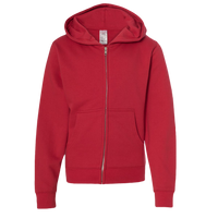 Independent Trading Co. Youth Midweight Full-Zip Hooded Sweatshirt, Red, Front view