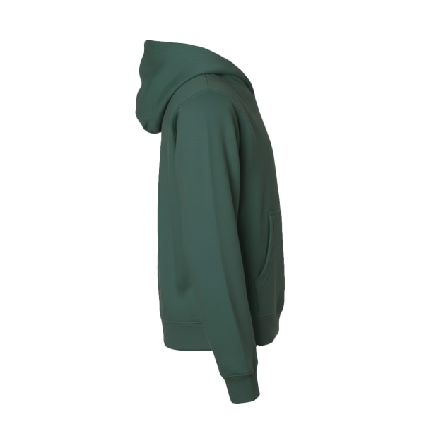 Independent Trading Co. Youth Midweight Hooded Sweatshirt, Alpine Green, Right Sleeve view