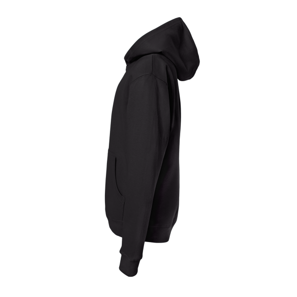 Independent Trading Co. Youth Midweight Hooded Sweatshirt, Black, Left Sleeve view