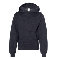 Independent Trading Co. Youth Midweight Hooded Sweatshirt, Charcoal Heather, Front view