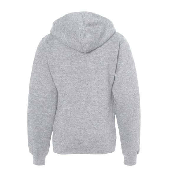Independent Trading Co. Youth Midweight Hooded Sweatshirt, Grey Heather, Back view