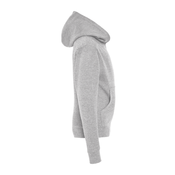 Independent Trading Co. Youth Midweight Hooded Sweatshirt, Grey Heather, Right Sleeve view