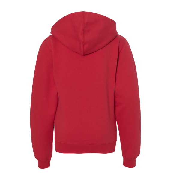 Independent Trading Co. Youth Midweight Hooded Sweatshirt, Red, Back view