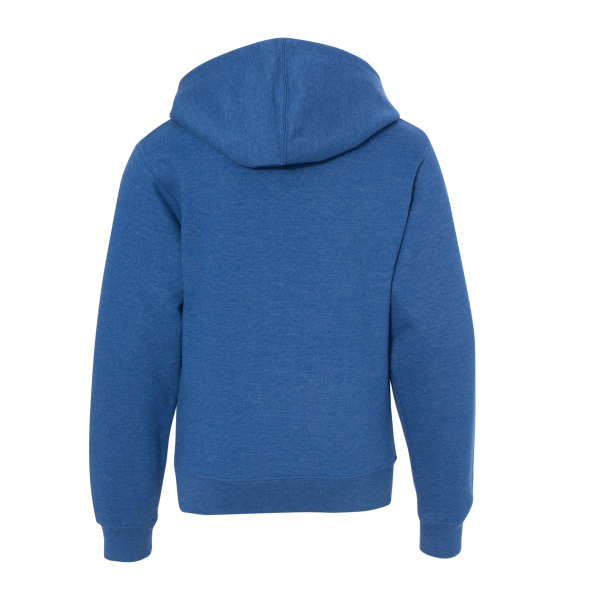 Independent Trading Co. Youth Midweight Hooded Sweatshirt, Royal Heather, Back view