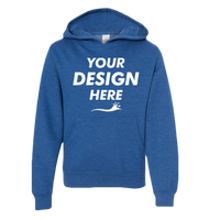 Independent Trading Co. Youth Midweight Hooded Sweatshirt, Royal Heather, Front view, Mockup