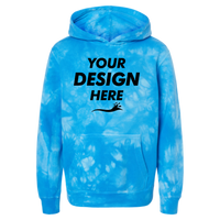 Independent Trading Co. Youth Midweight Tie-Dyed Hooded Sweatshirt, Tie Dye Aqua Blue, Front view, Mockup