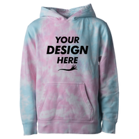 Independent Trading Co. Youth Midweight Tie-Dyed Hooded Sweatshirt, Tie Dye Cotton Candy, Front view, Mockup