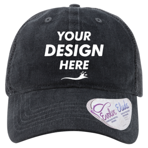 Infinity Her Women's Corduroy Cap, Black / Black Leopard / Black, Front view, Mockup