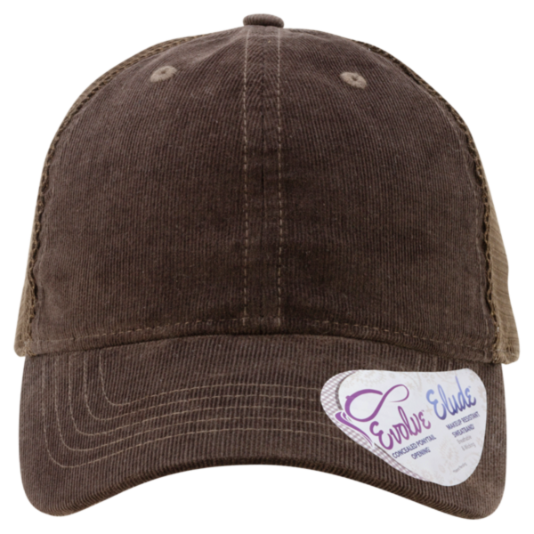 Infinity Her Women's Corduroy Cap, Chocolate / Tonal Fawn / Chocolate, Front view