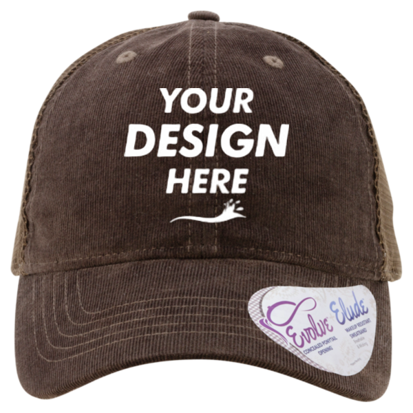 Infinity Her Women's Corduroy Cap, Chocolate / Tonal Fawn / Chocolate, Front view, Mockup