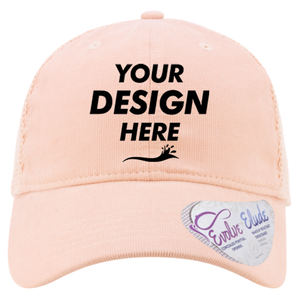 Infinity Her Women's Corduroy Cap, Pink Sorbet / Floral / Pink Sorbet, Front view, Mockup