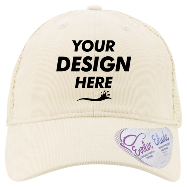 Infinity Her Women's Corduroy Cap, Vanilla / Tonal Longhorn / Vanilla, Front view, Mockup