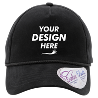 Infinity Her Women's Five-Panel Rope Cap, Black / Black Leopard, Front view, Mockup