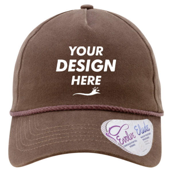 Infinity Her Women's Five-Panel Rope Cap, Chocolate / Fawn, Front view, Mockup