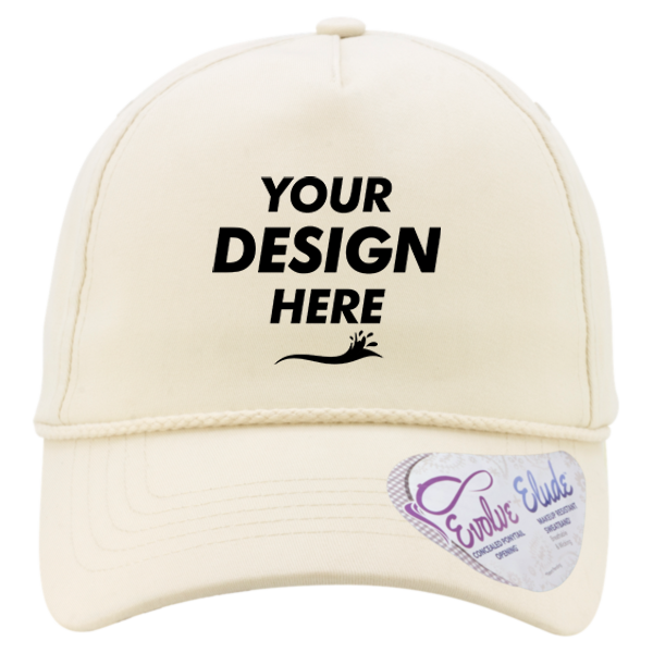 Infinity Her Women's Five-Panel Rope Cap, Vanilla / Longhorn, Front view, Mockup