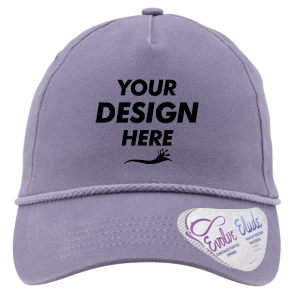 Infinity Her Women's Five-Panel Rope Cap, Violet / Snow Leopard, Front view, Mockup