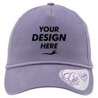 Infinity Her Women's Five-Panel Rope Cap, Violet / Snow Leopard, Front view, Mockup