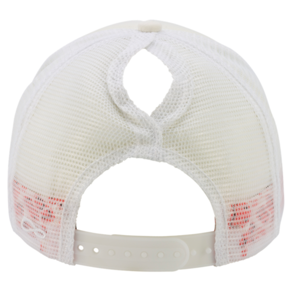 Infinity Her Women's Foam Trucker Cap, Ivory / Lavender / White / Smiley, Back view