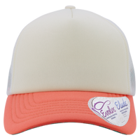 Infinity Her Women's Foam Trucker Cap, Ivory / Sherbert / White / Floral, Front view
