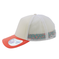 Infinity Her Women's Foam Trucker Cap, Ivory / Sherbert / White / Floral, Left Side view