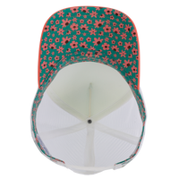 Infinity Her Women's Foam Trucker Cap, Ivory / Sherbert / White / Floral, Visor view